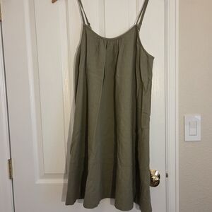 Olive Green Spaghetti Strap Sundress - Unbranded